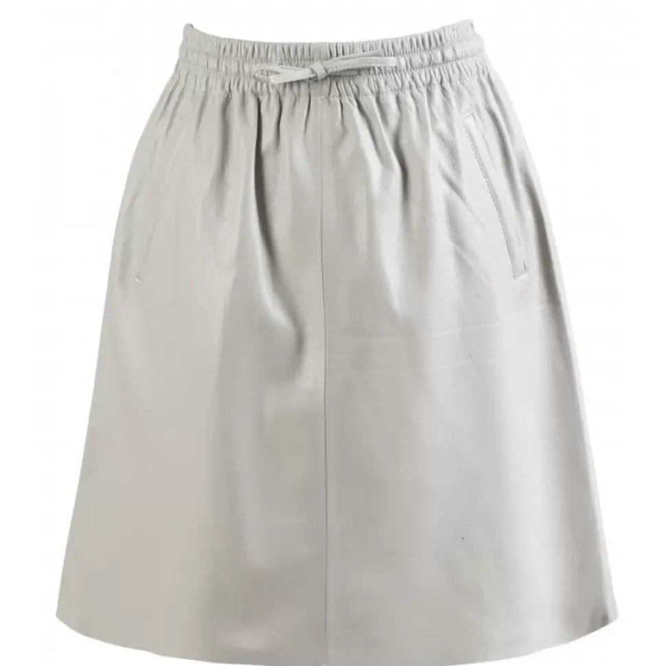 OAKWOOD Jupes Et Shorts^Alba Beton - Jupe Courte Evasee En Cuir Veritable