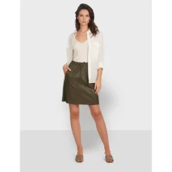 OAKWOOD Jupes Et Shorts^Alba Kaki - Jupe Courte Evasee En Cuir Veritable