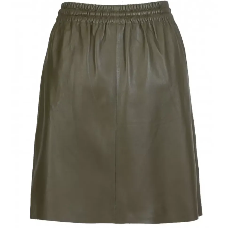 OAKWOOD Jupes Et Shorts^Alba Kaki - Jupe Courte Evasee En Cuir Veritable