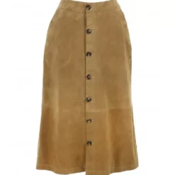 OAKWOOD Jupes Et Shorts^Aliana Tan - Jupe Midi A Boutons En Cuir Veritable De Chevre Velours
