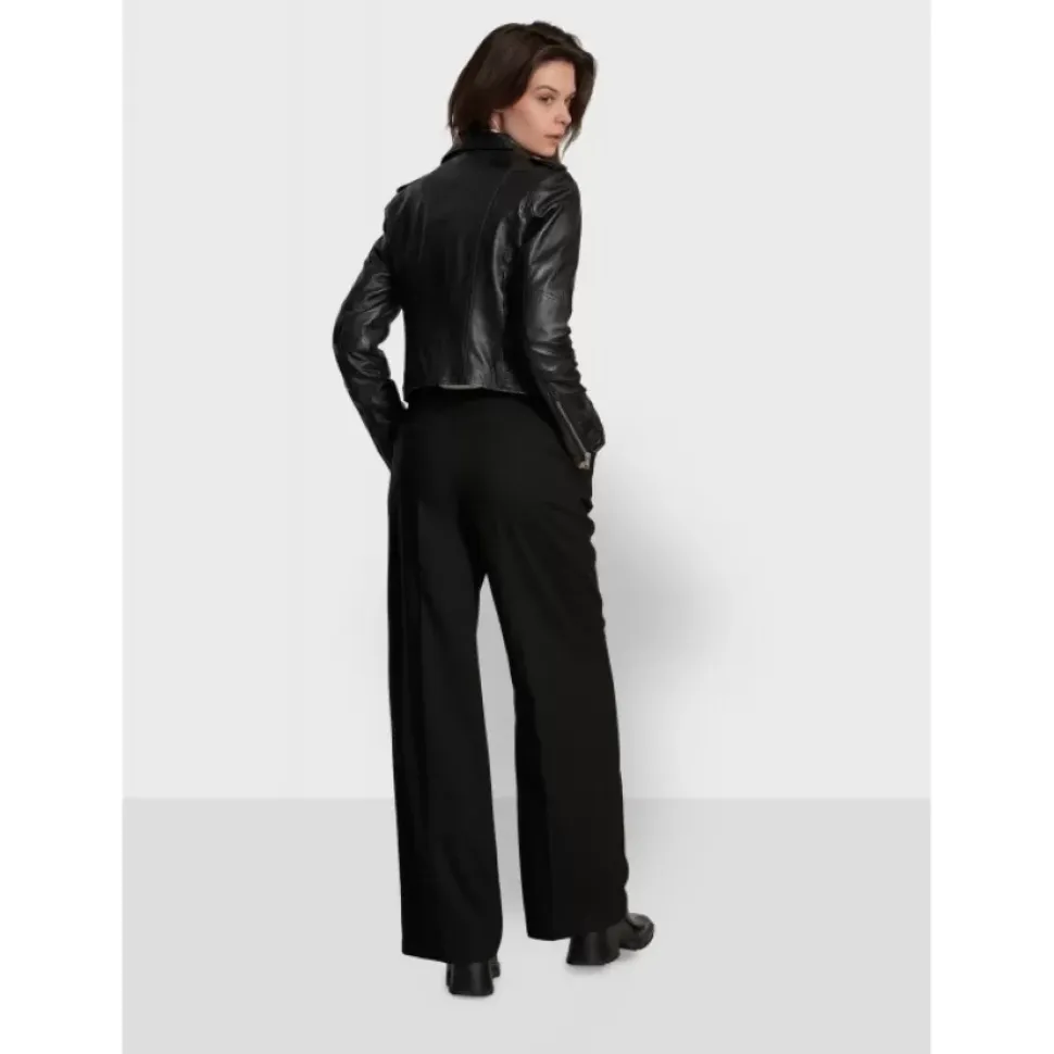 OAKWOOD Blousons^Alizee Noir - Blouson Asymetrique Court En Cuir Veritable Effet Lave