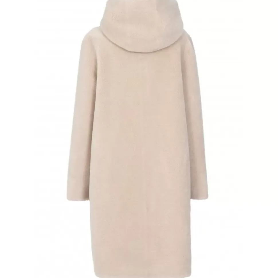 OAKWOOD Manteaux^Angelique Cafe - Manteau Reversible A Capuche Effet Peau Lainee