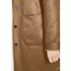 OAKWOOD Manteaux^Angelique Cognac - Manteau Reversible A Capuche Effet Peau Lainee