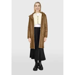 OAKWOOD Manteaux^Angelique Cognac - Manteau Reversible A Capuche Effet Peau Lainee