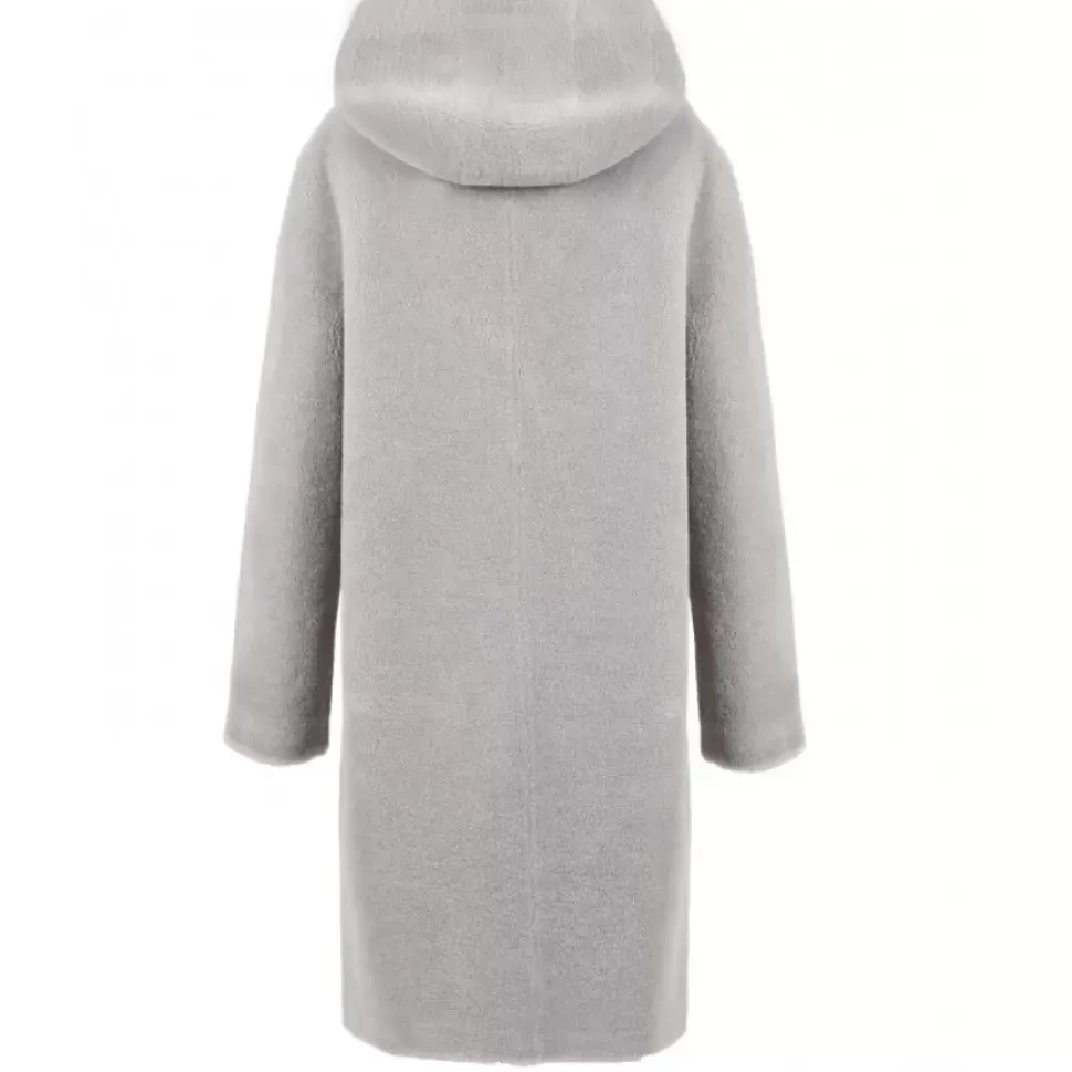 OAKWOOD Manteaux^Angelique Gris - Manteau Reversible A Capuche Effet Peau Lainee
