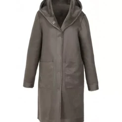 OAKWOOD Manteaux^Angelique Kaki Fonce - Manteau Reversible A Capuche Effet Peau Lainee
