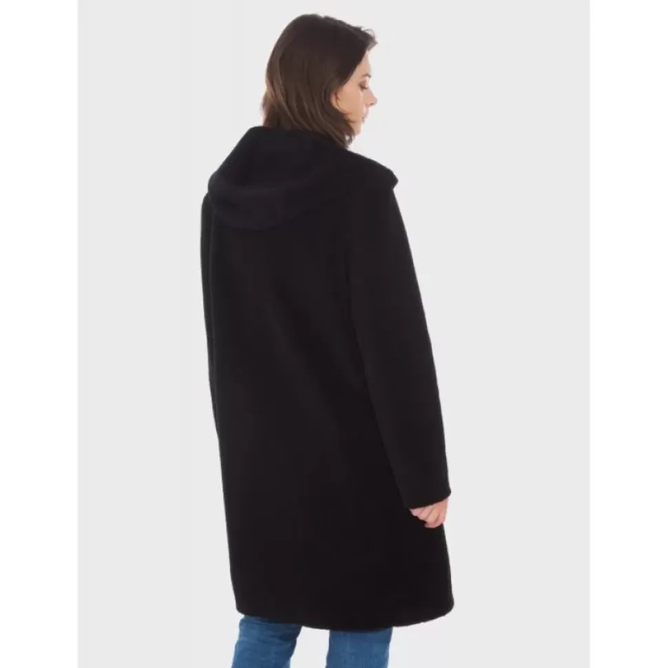 OAKWOOD Manteaux^Angelique Noir - Manteau Reversible A Capuche Effet Peau Lainee