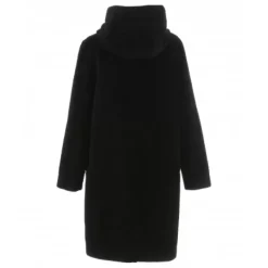 OAKWOOD Manteaux^Angelique Noir - Manteau Reversible A Capuche Effet Peau Lainee