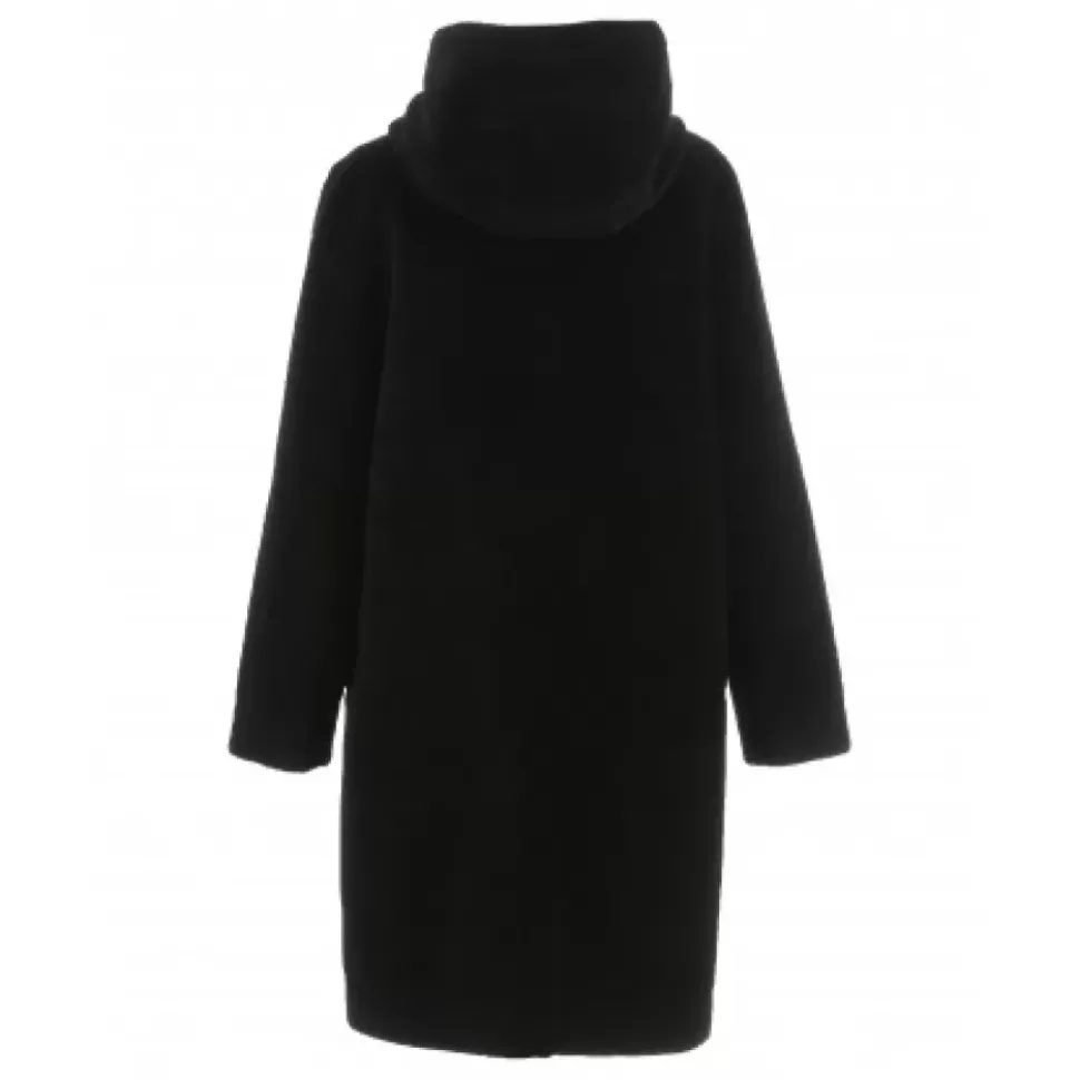 OAKWOOD Manteaux^Angelique Noir - Manteau Reversible A Capuche Effet Peau Lainee