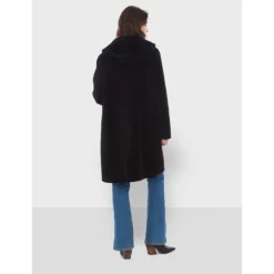 OAKWOOD Manteaux^Angelique Noir - Manteau Reversible A Capuche Effet Peau Lainee