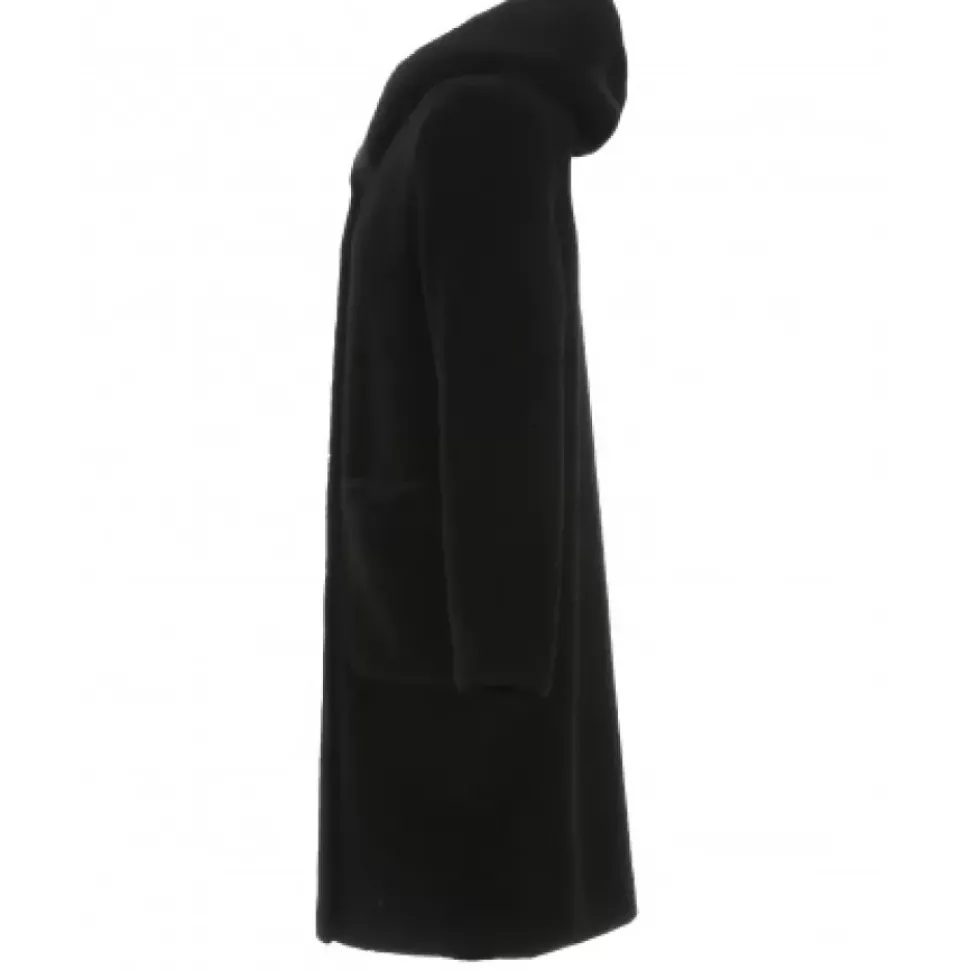 OAKWOOD Manteaux^Angelique Noir - Manteau Reversible A Capuche Effet Peau Lainee