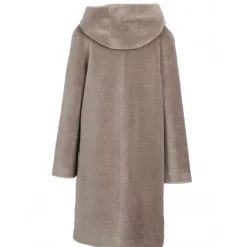 OAKWOOD Manteaux^Angelique Taupe - Manteau Reversible A Capuche Effet Peau Lainee
