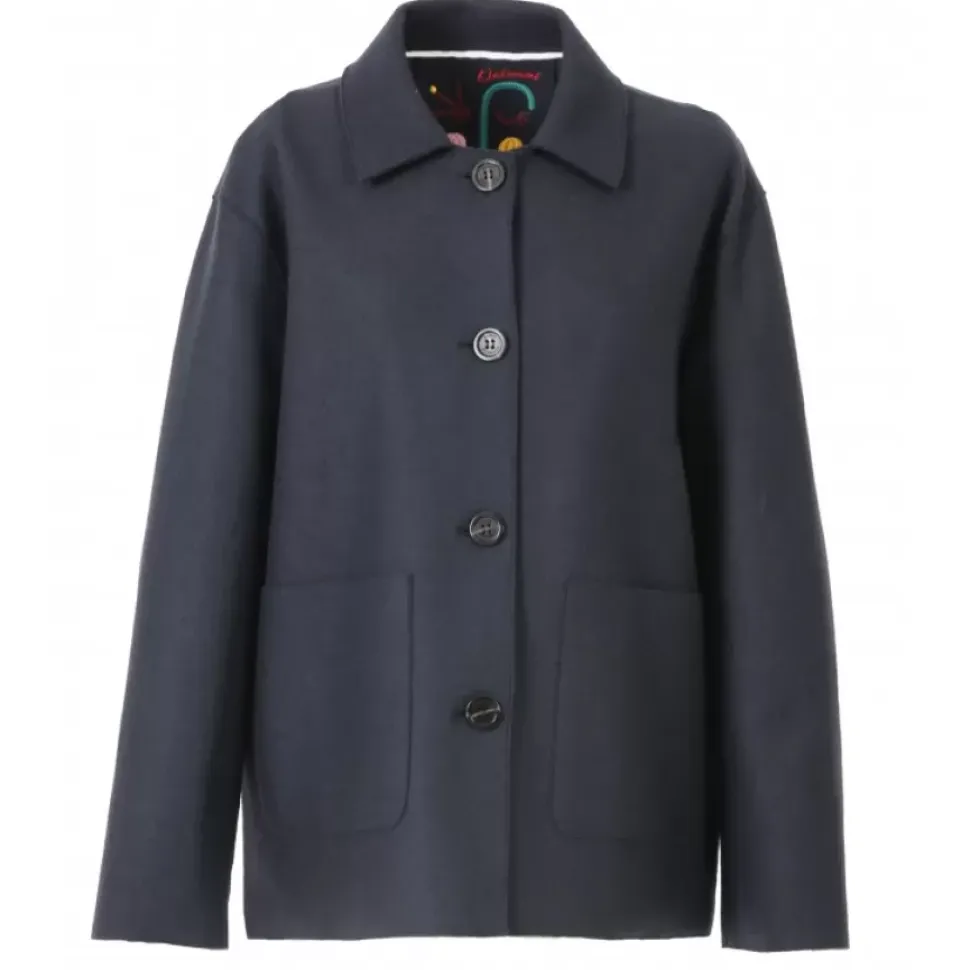 OAKWOOD Vestes^Atlanta Bleu Marine - Veste Courte En Laine Melangee