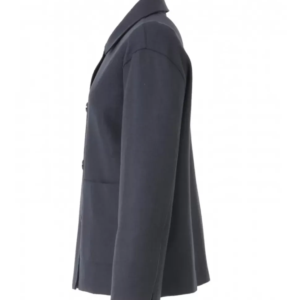 OAKWOOD Vestes^Atlanta Bleu Marine - Veste Courte En Laine Melangee