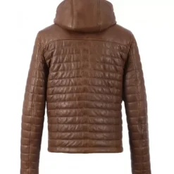 OAKWOOD Doudounes^Aurelien Cognac - Doudoune En Cuir Veritable Bicolore A Capuche