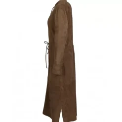 OAKWOOD Robes^Azza Marron Clair - Robe Mi-Longue En Cuir Veritable De Chevre Velours