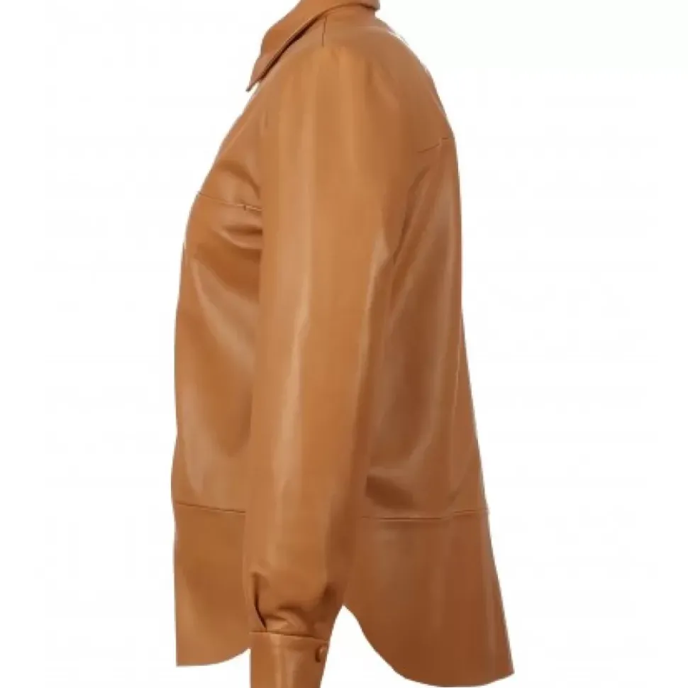OAKWOOD Tops Et Chemises^Babydoll Tobacco - Chemise En Cuir Veritable