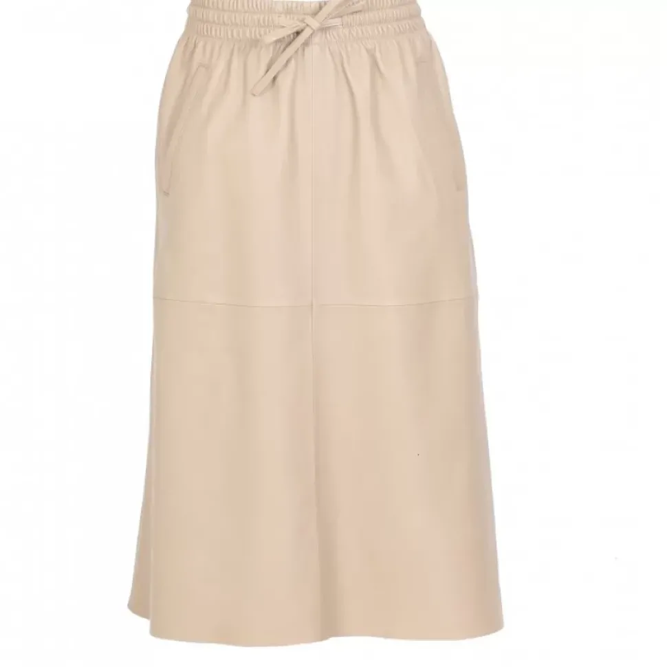 OAKWOOD Jupes Et Shorts^Bamba Beige Fonce - Jupe Mi-Longue Droite En Cuir Veritable