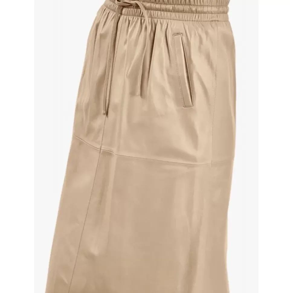 OAKWOOD Jupes Et Shorts^Bamba Beige Fonce - Jupe Mi-Longue Droite En Cuir Veritable