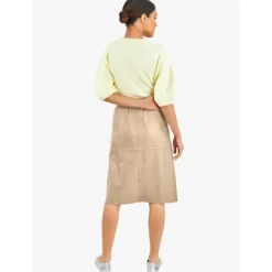 OAKWOOD Jupes Et Shorts^Bamba Beige Fonce - Jupe Mi-Longue Droite En Cuir Veritable
