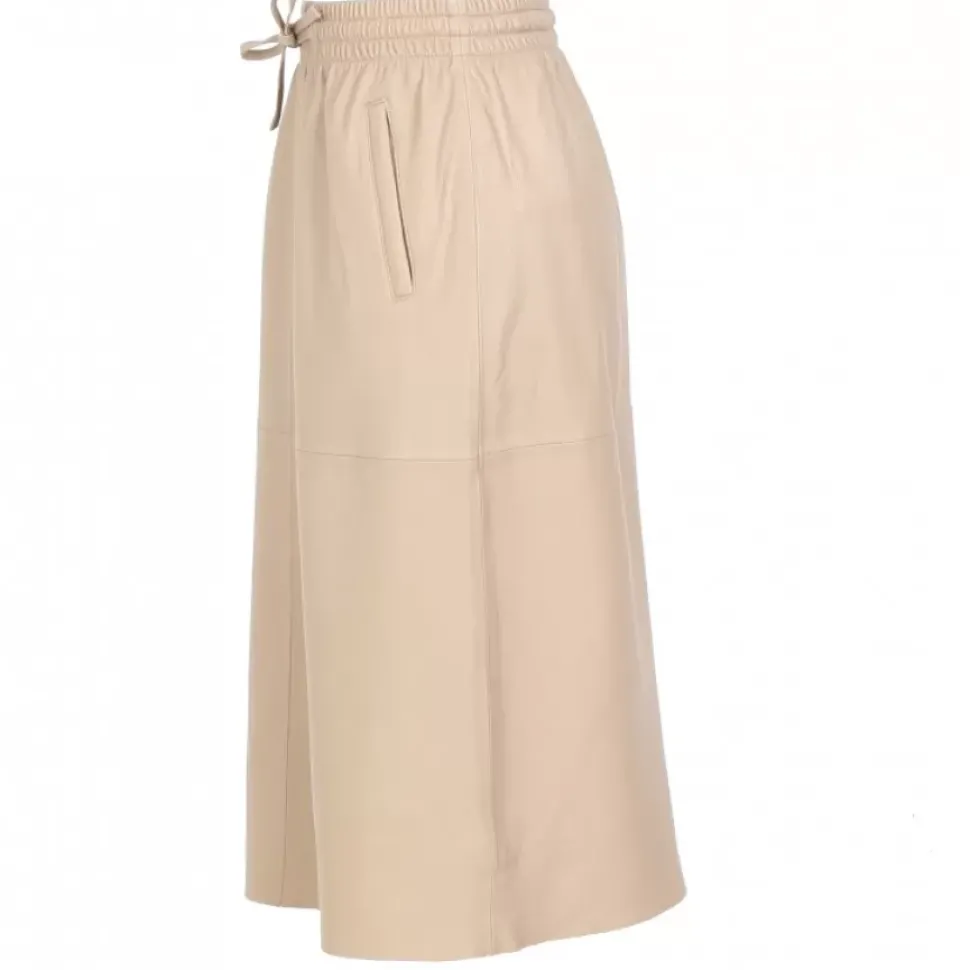 OAKWOOD Jupes Et Shorts^Bamba Beige Fonce - Jupe Mi-Longue Droite En Cuir Veritable