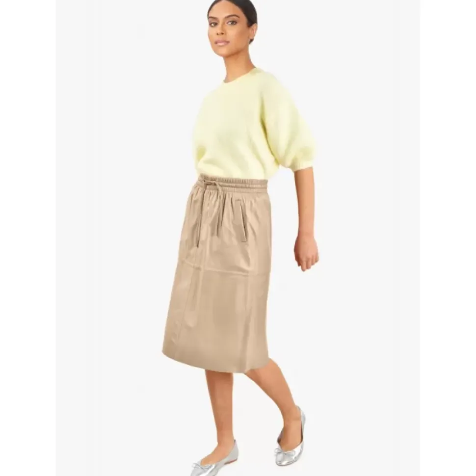 OAKWOOD Jupes Et Shorts^Bamba Beige Fonce - Jupe Mi-Longue Droite En Cuir Veritable