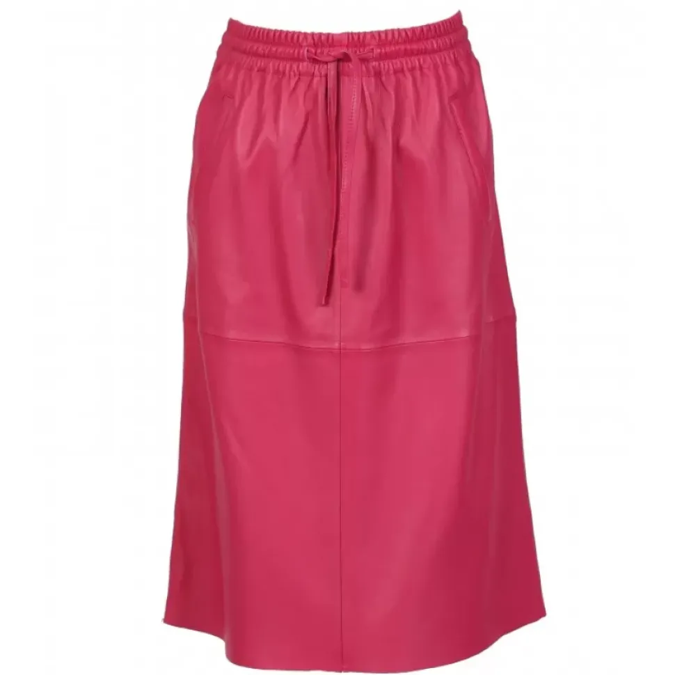 OAKWOOD Jupes Et Shorts^Bamba Fuchsia - Jupe Mi-Longue Droite En Cuir Veritable