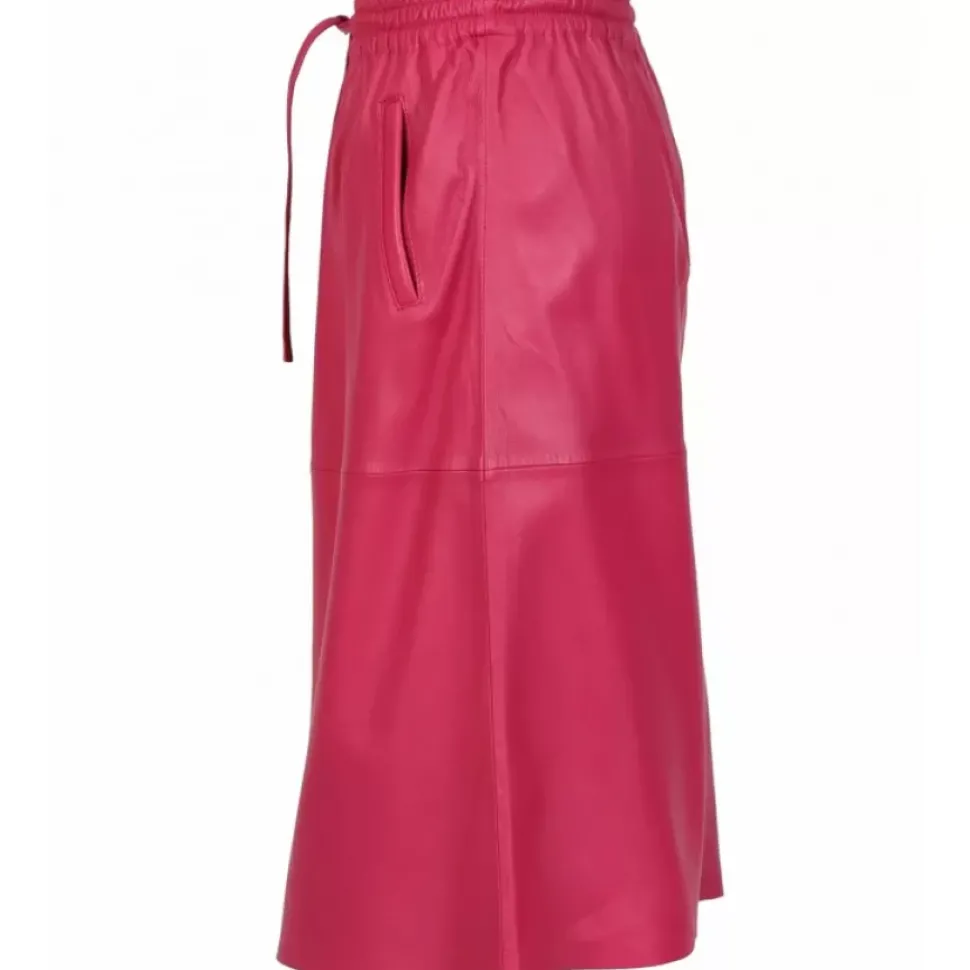 OAKWOOD Jupes Et Shorts^Bamba Fuchsia - Jupe Mi-Longue Droite En Cuir Veritable