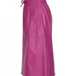 OAKWOOD Jupes Et Shorts^Bamba Mauve - Jupe Mi-Longue Droite En Cuir Veritable