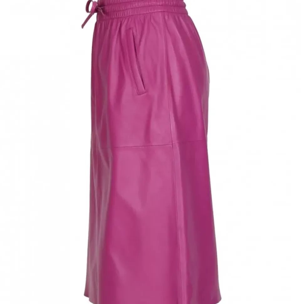 OAKWOOD Jupes Et Shorts^Bamba Mauve - Jupe Mi-Longue Droite En Cuir Veritable