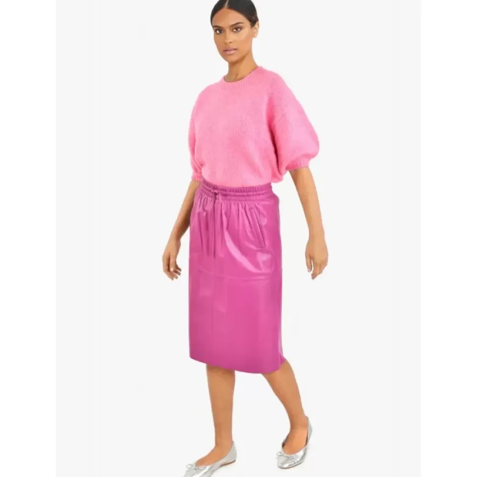 OAKWOOD Jupes Et Shorts^Bamba Mauve - Jupe Mi-Longue Droite En Cuir Veritable