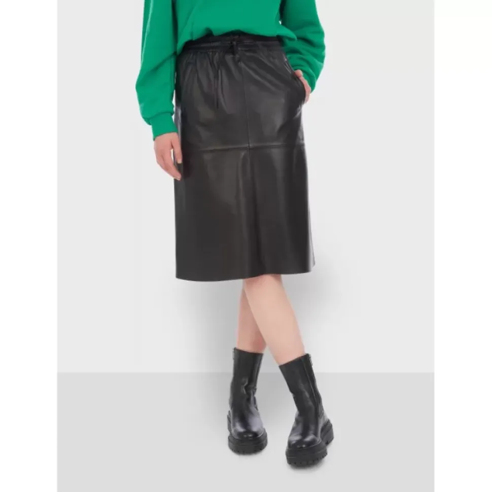 OAKWOOD Jupes Et Shorts^Bamba Noir - Jupe Mi-Longue Droite En Cuir Veritable