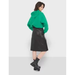 OAKWOOD Jupes Et Shorts^Bamba Noir - Jupe Mi-Longue Droite En Cuir Veritable