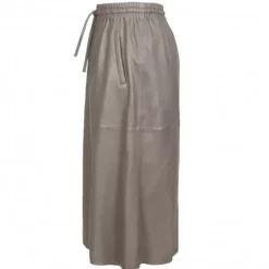 OAKWOOD Jupes Et Shorts^Bamba Taupe - Jupe Mi-Longue Droite En Cuir Veritable