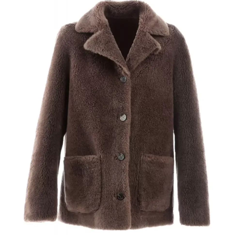 OAKWOOD Vestes^Belmont Marron - Veste Reversible Effet Peau Lainee