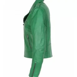OAKWOOD Blousons^Boogie Vert - Blouson Epure A Fermeture Asymetrique En Cuir Veritable