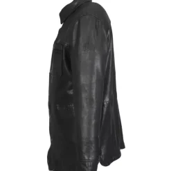OAKWOOD Vestes^Carter Noir - Surchemise En Cuir Veritable Effet Lave