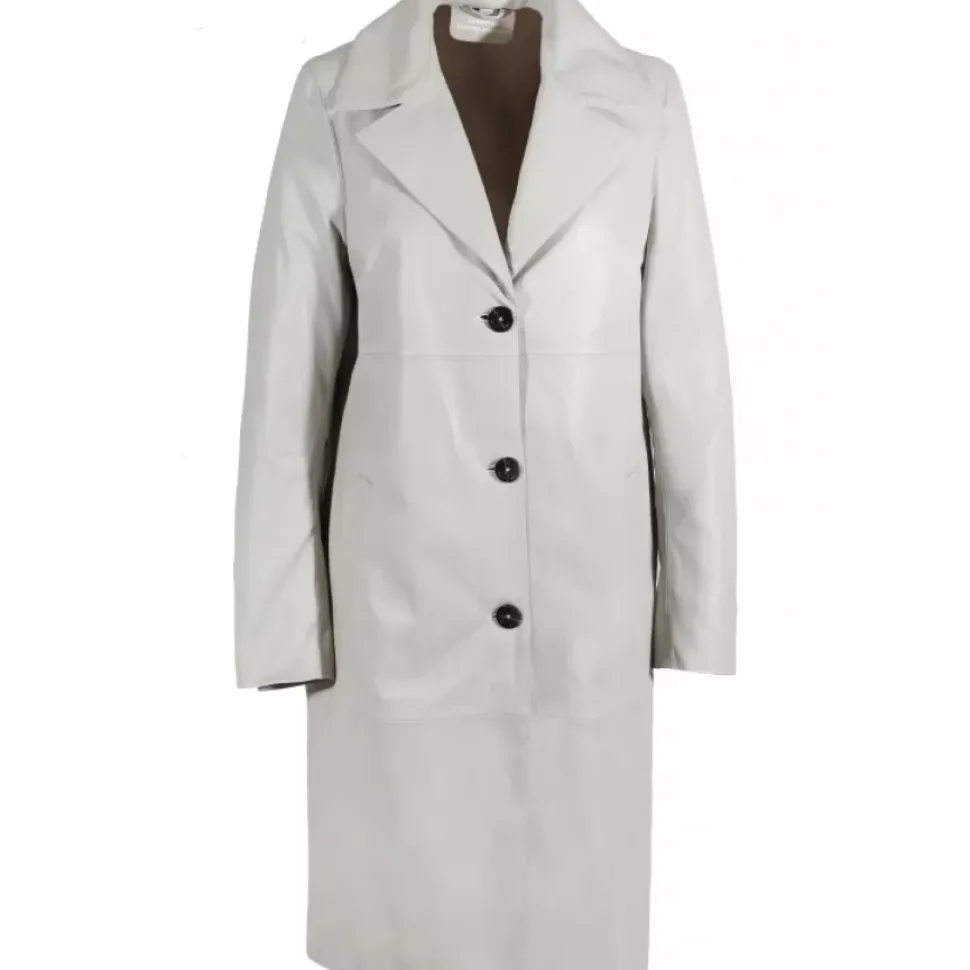 OAKWOOD Manteaux^Charlotte Beton - Manteau Long En Cuir Veritable