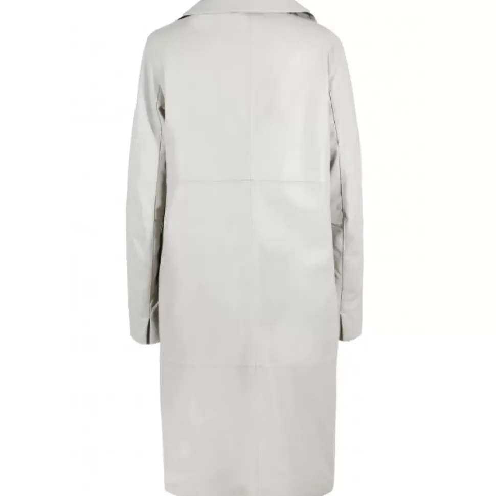 OAKWOOD Manteaux^Charlotte Beton - Manteau Long En Cuir Veritable