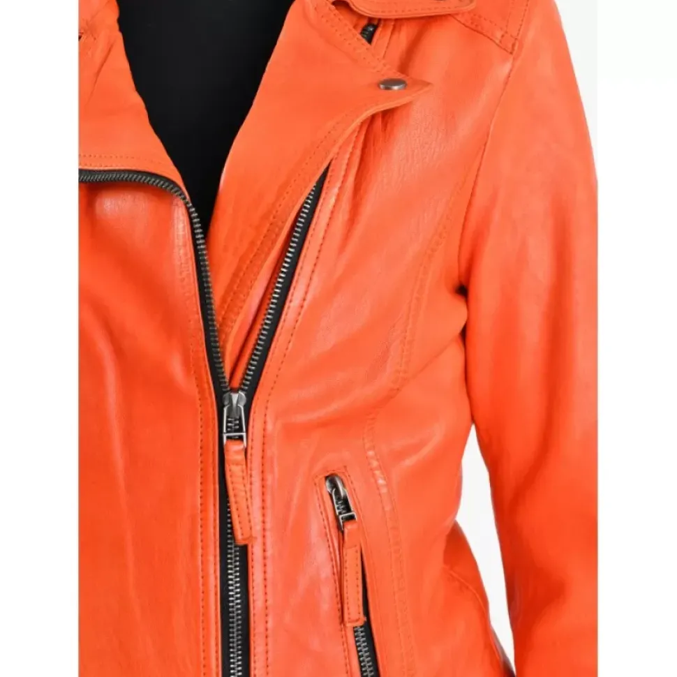 OAKWOOD Blousons^Clips Corail - Blouson Asymetrique Epure En Cuir Veritable