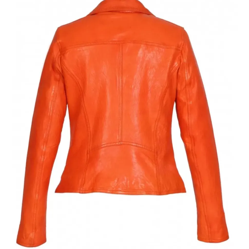 OAKWOOD Blousons^Clips Corail - Blouson Asymetrique Epure En Cuir Veritable