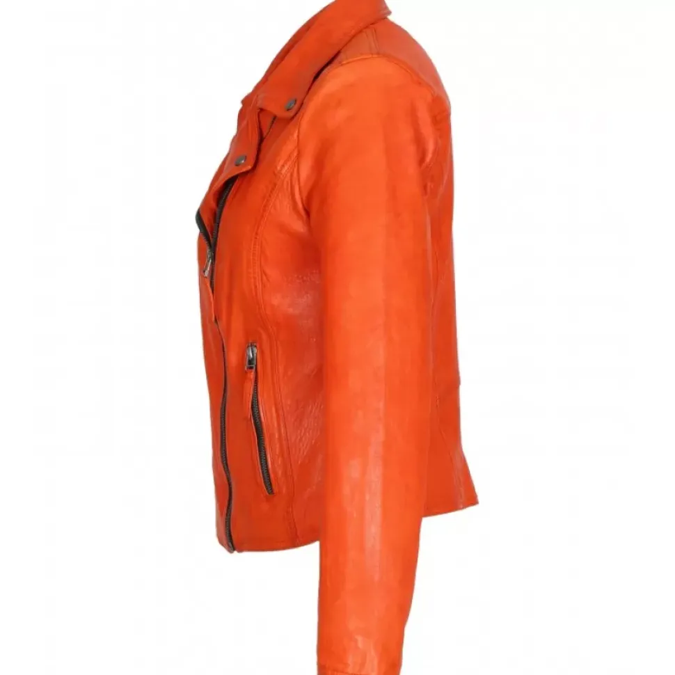 OAKWOOD Blousons^Clips Corail - Blouson Asymetrique Epure En Cuir Veritable