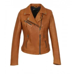 OAKWOOD Blousons^Clips Jaune Fonce- Blouson Asymetrique Epure En Cuir Veritable