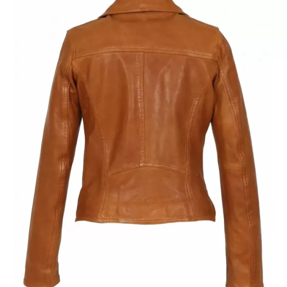 OAKWOOD Blousons^Clips Jaune Fonce- Blouson Asymetrique Epure En Cuir Veritable