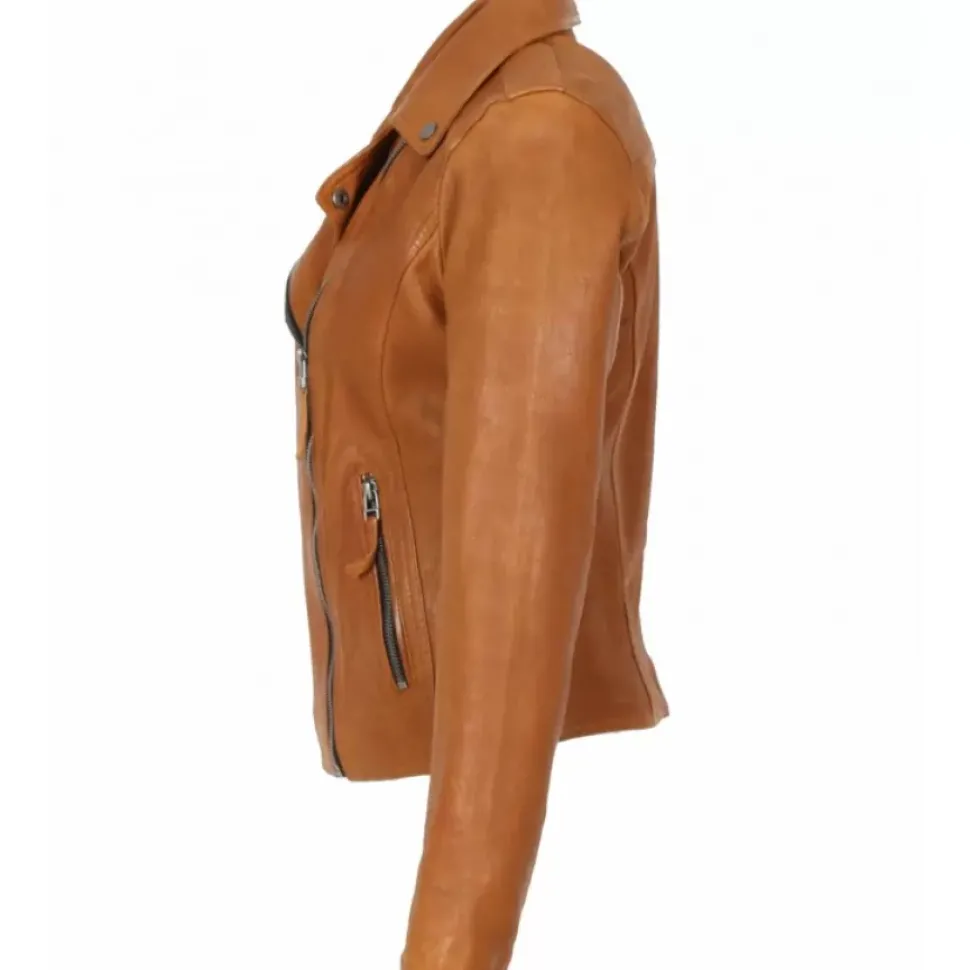 OAKWOOD Blousons^Clips Jaune Fonce- Blouson Asymetrique Epure En Cuir Veritable