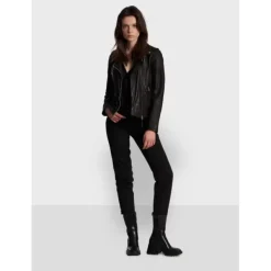 OAKWOOD Blousons^Clips Noir - Blouson Asymetrique Epure En Cuir Veritable