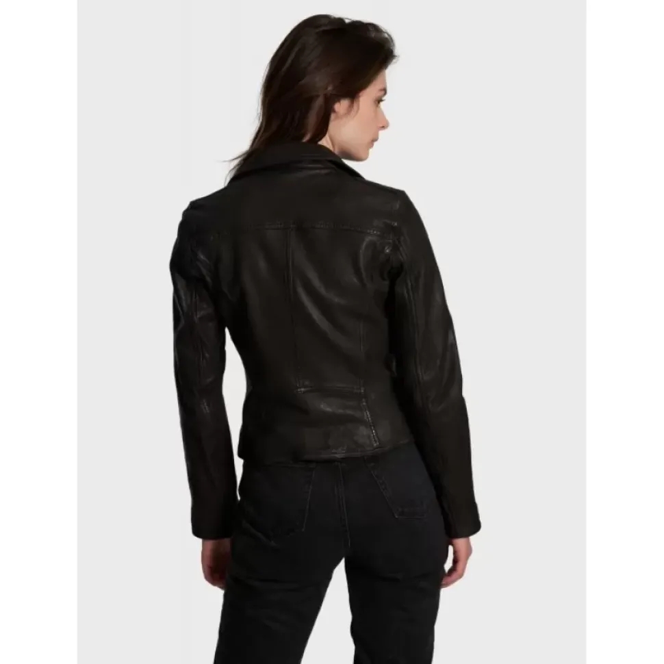 OAKWOOD Blousons^Clips Noir - Blouson Asymetrique Epure En Cuir Veritable