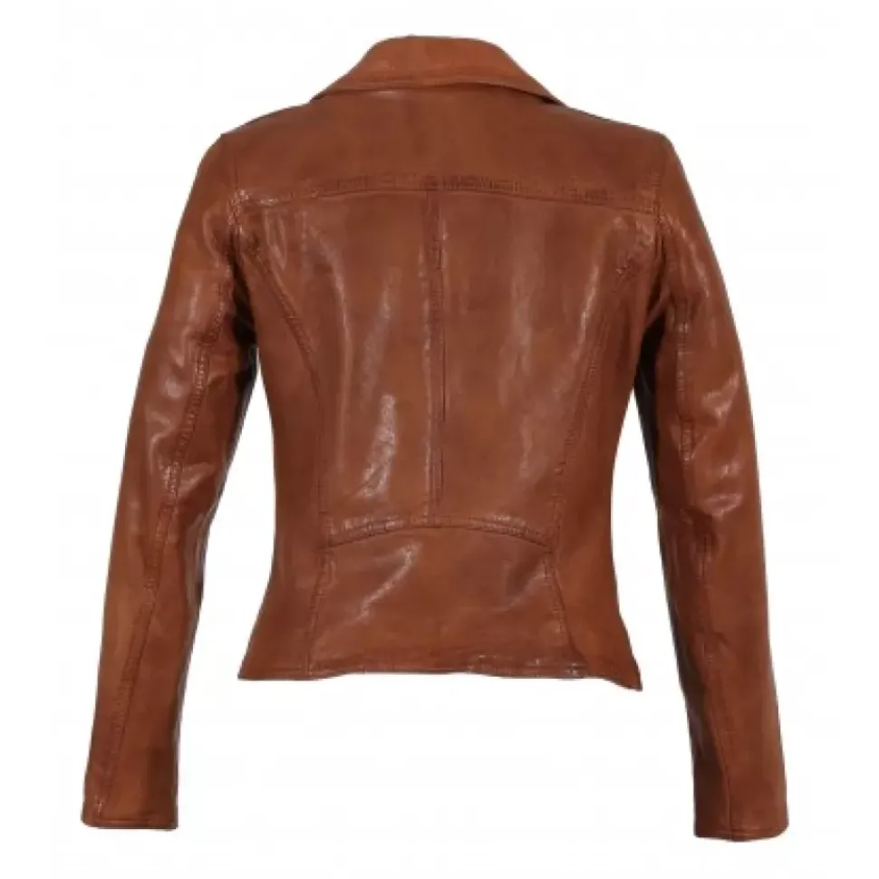 OAKWOOD Blousons^Clips Whisky - Blouson Asymetrique Epure En Cuir Veritable