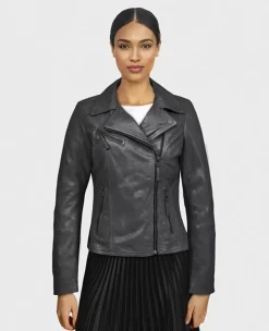 OAKWOOD Blousons^Club Metal Noir - Blouson Asymetrique Epure En Cuir Veritable