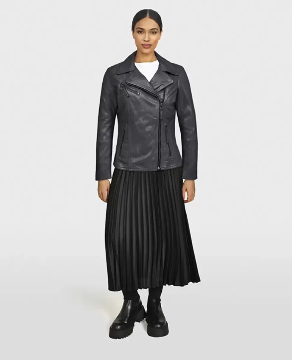 OAKWOOD Blousons^Club Metal Noir - Blouson Asymetrique Epure En Cuir Veritable